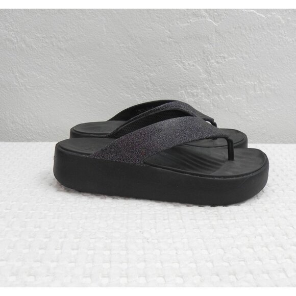 Crocs Glitter Strap Platform Flip Flop Sandals Women's Size 6 Casual Comfort - Picture 1 of 8